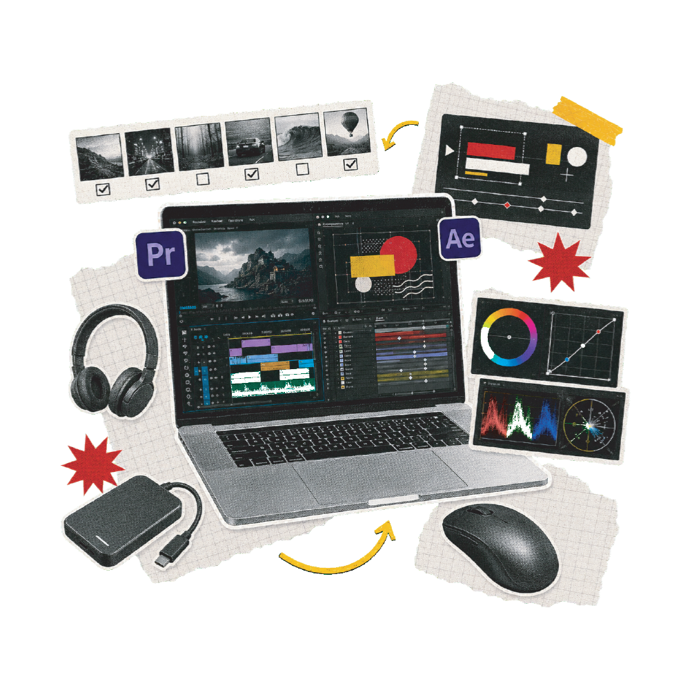 Post-production : dérushage, montage, mixage, étalonnage et export